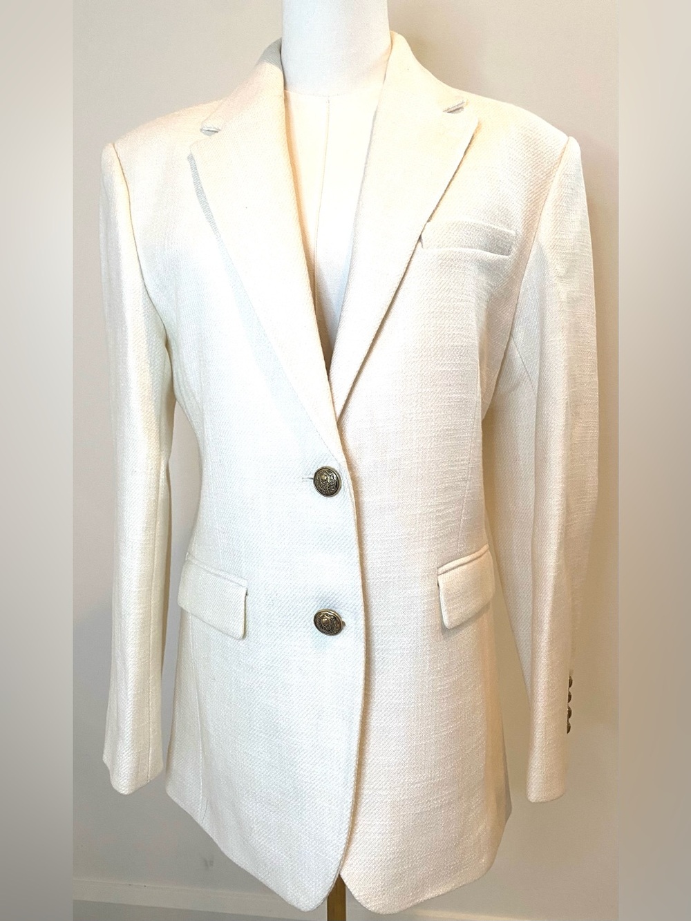 The Kooples Ivory Cream Textured Designer Blazer NWT EU36 US 6